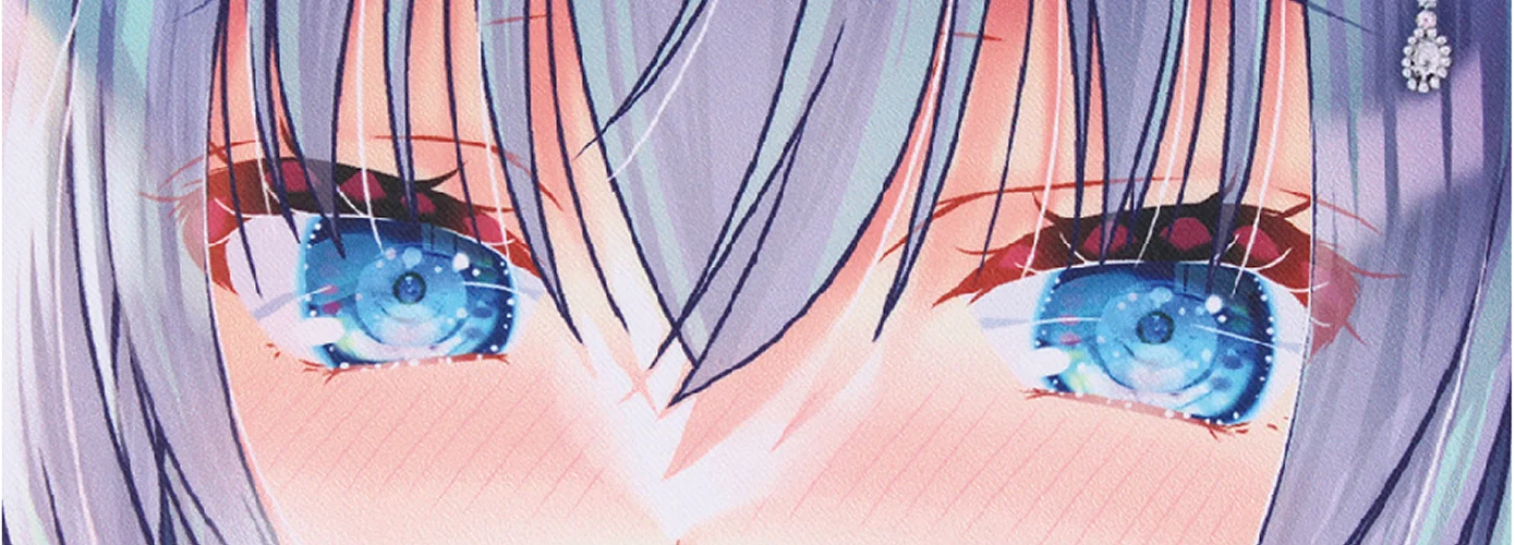 瞳まで高精細にプリントされたキャラクターのイラスト